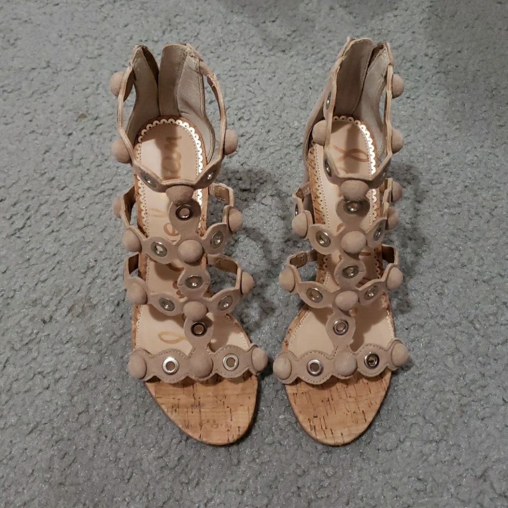 New Sam Edelman zipper nude high heels shoes
